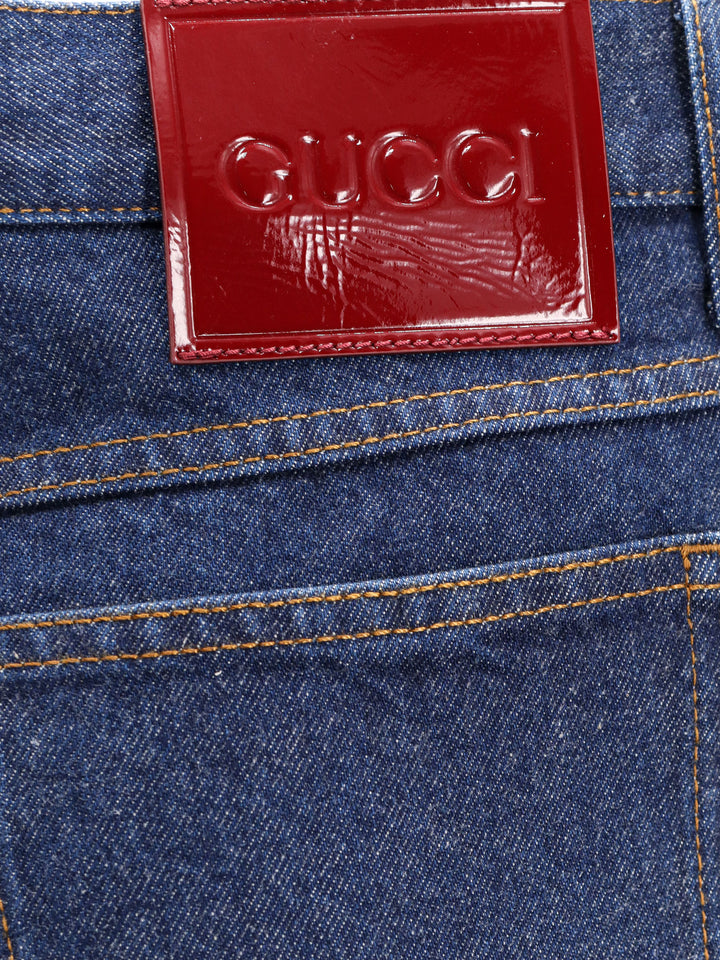 Cotton jeans with back logo patch