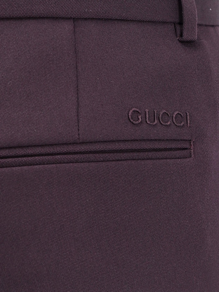 Wool trouser with Gucci embossed embroidery