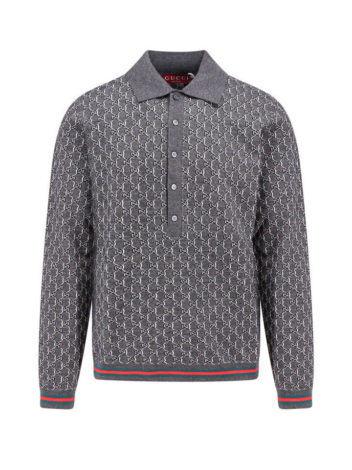 Wool and silk polo shirt with GG motif