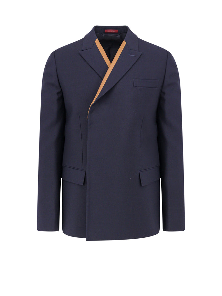 Wool blazer with contrasting profile