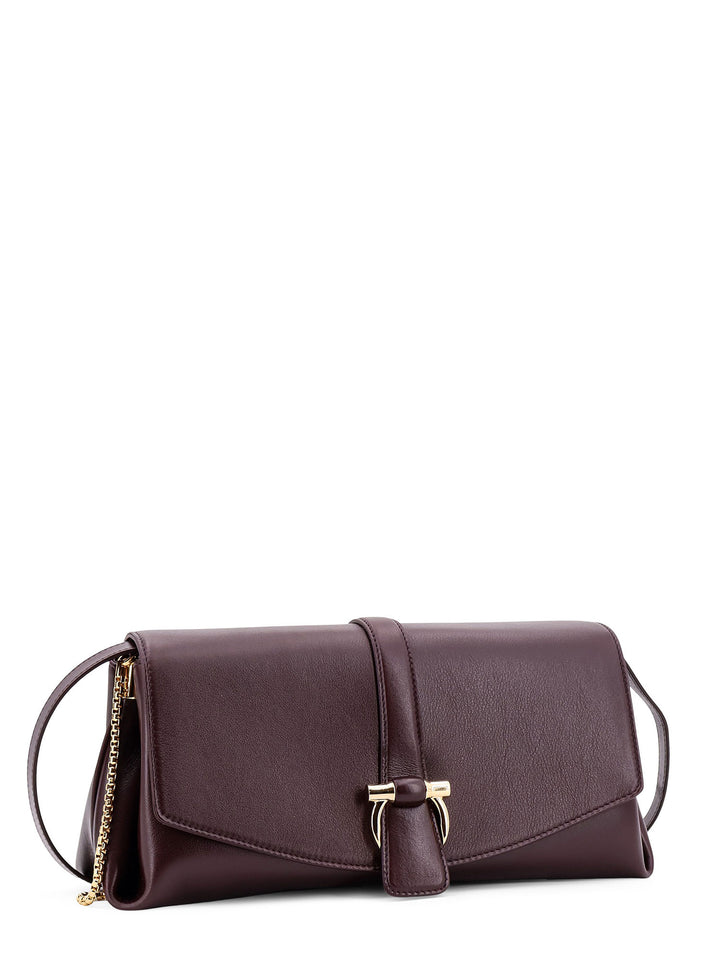 Leather shoulder bag with iconic Gancini detail