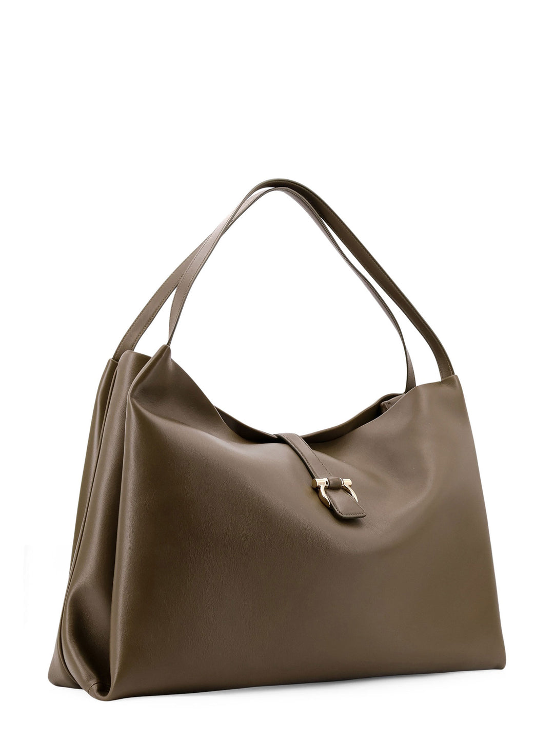 Leather shoulder bag with iconic Gancini detail