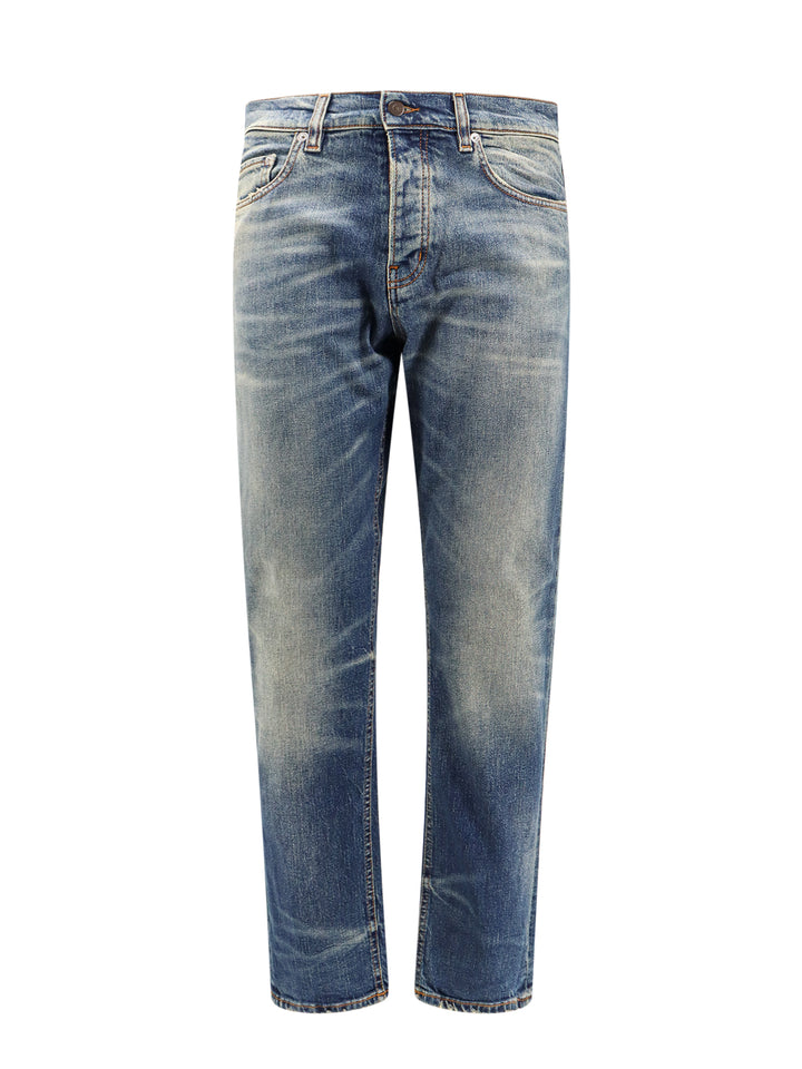 Cotton jeans with back logo patch