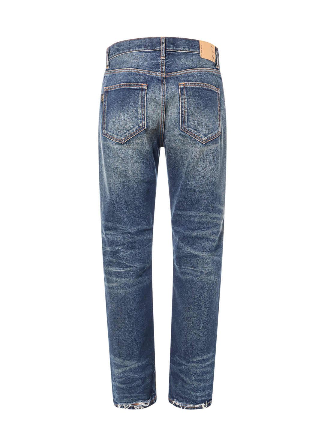 Cotton jeans with destroyed bottom leg