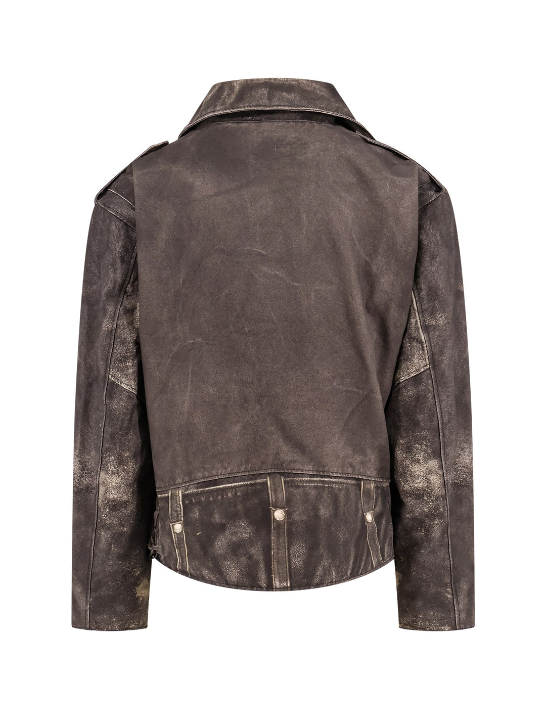 Cotton jacket with leather effect print