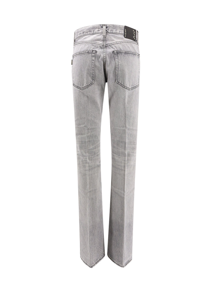 Grey denim trouser with logo tag