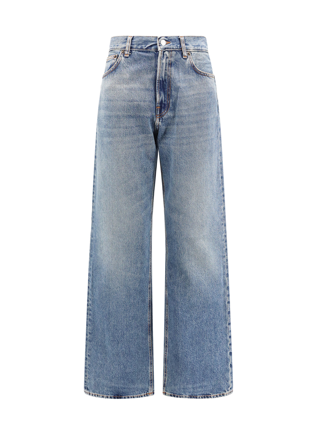 Cotton jeans with flared bottom leg