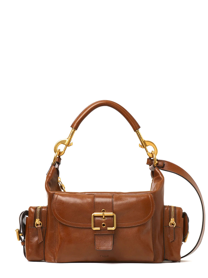 Carry shiny buffalo leather shoulder bag