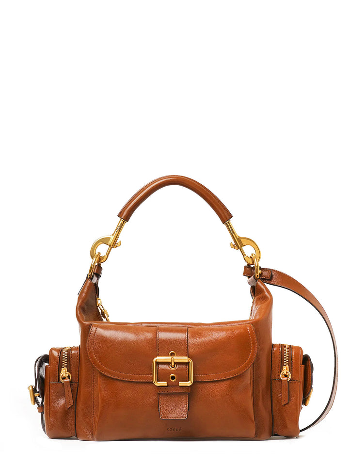 Carry shiny buffalo leather shoulder bag