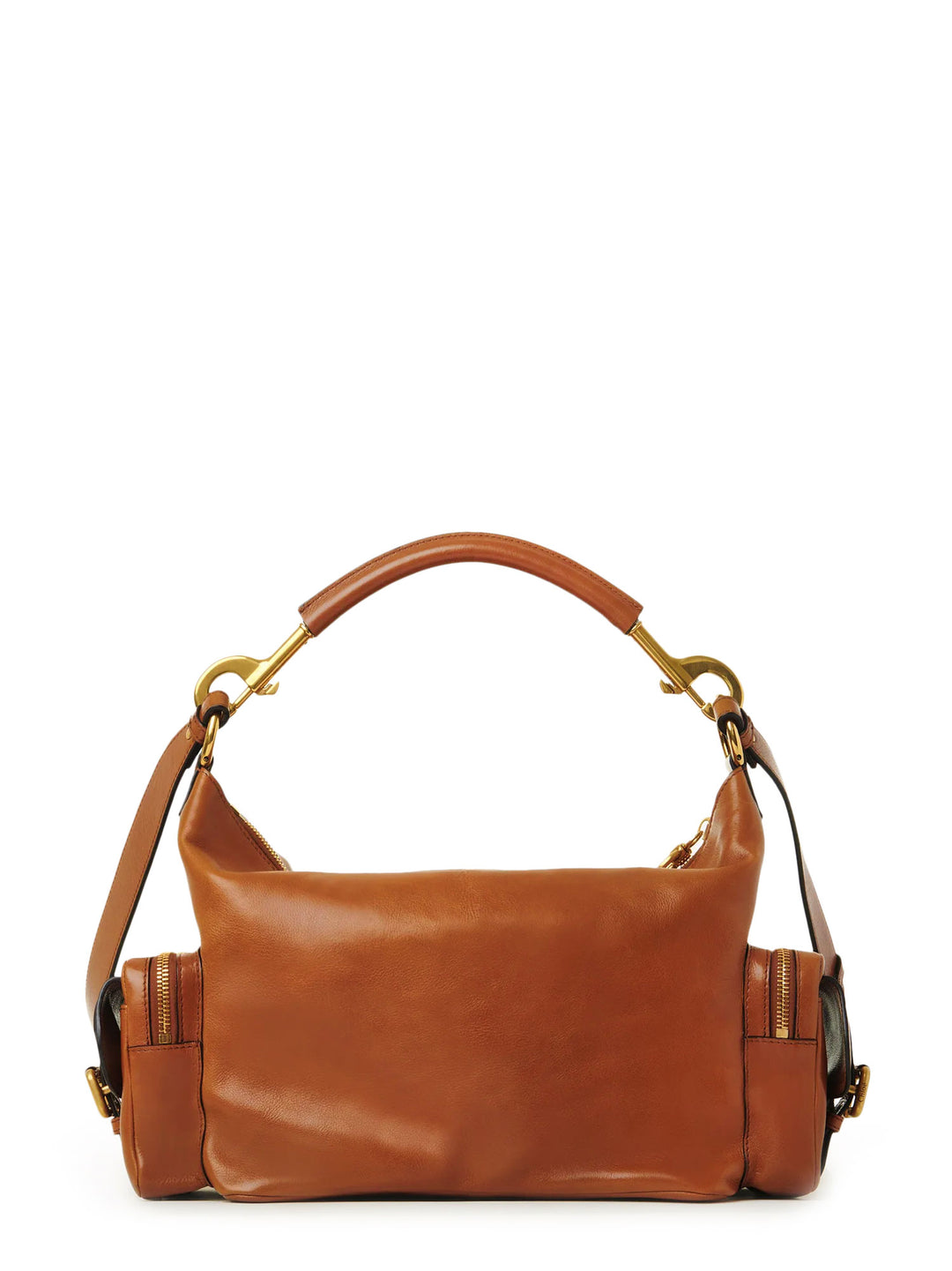 Carry shiny buffalo leather shoulder bag