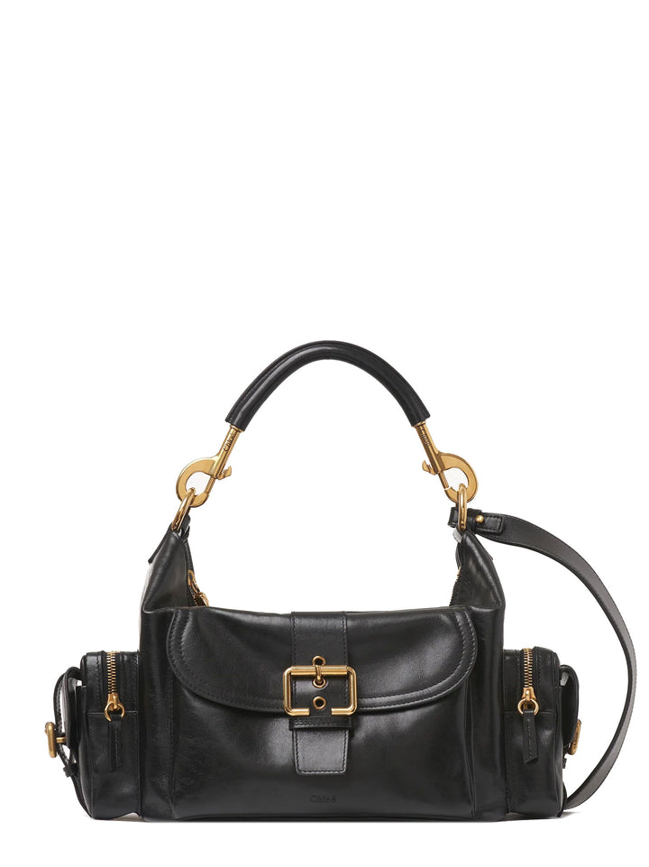 Carry shiny buffalo leather shoulder bag