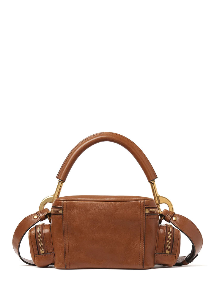 Leather shoulder bag with multipocket detail