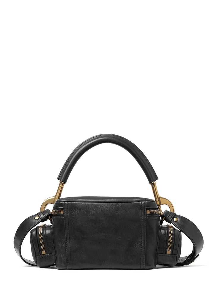 Small Double Carry leather bag with multipocket detail