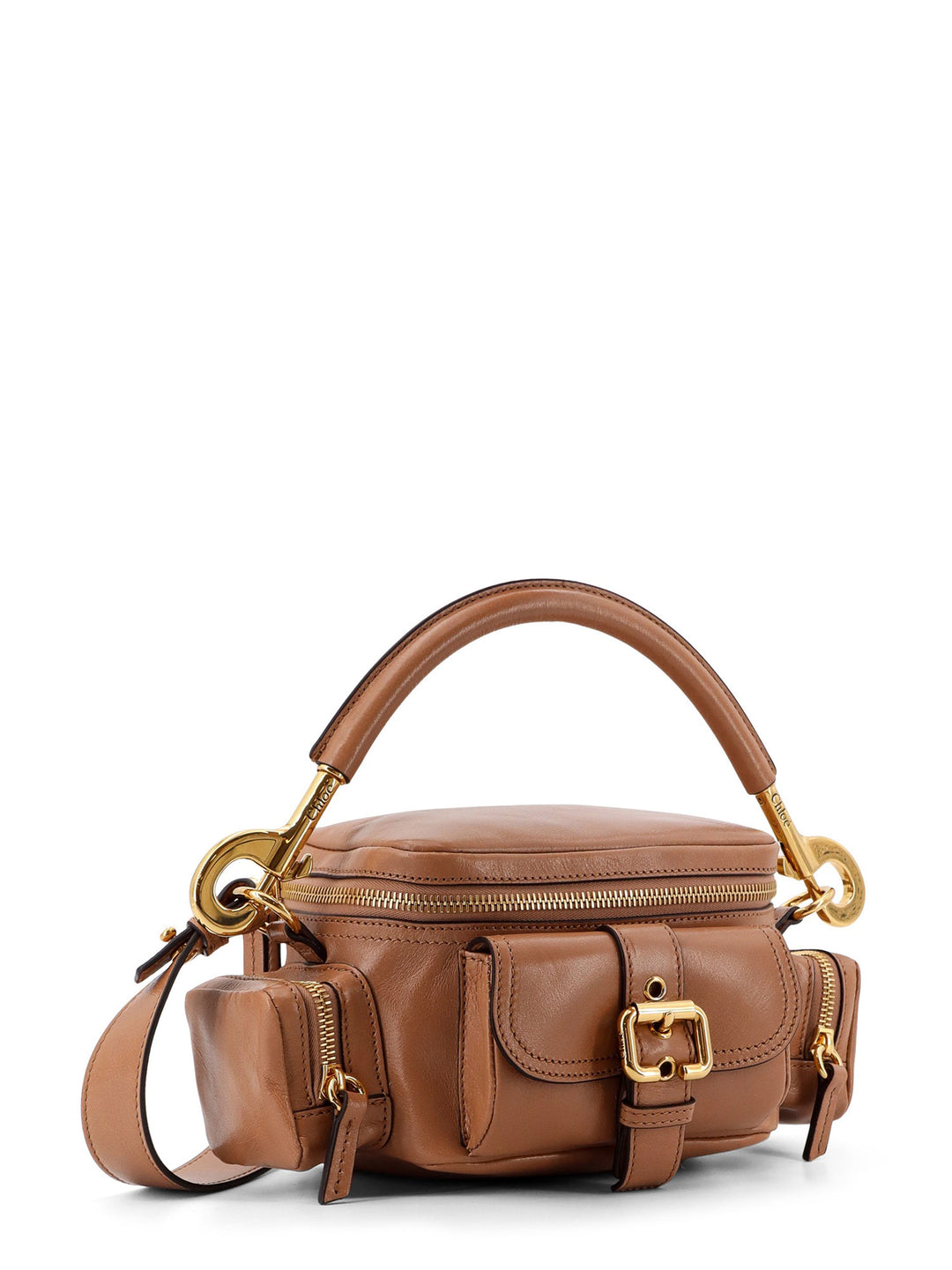 Small Double Carry leather bag with multipocket detail