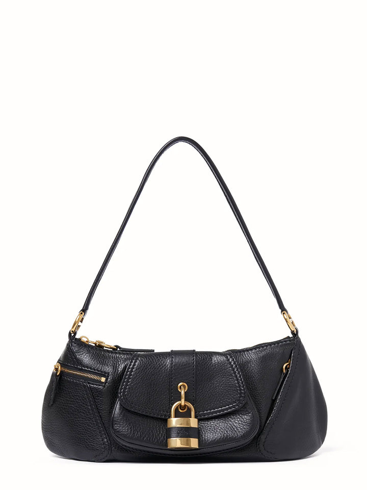 Leather shoulder bag with Paddington Lock Detail