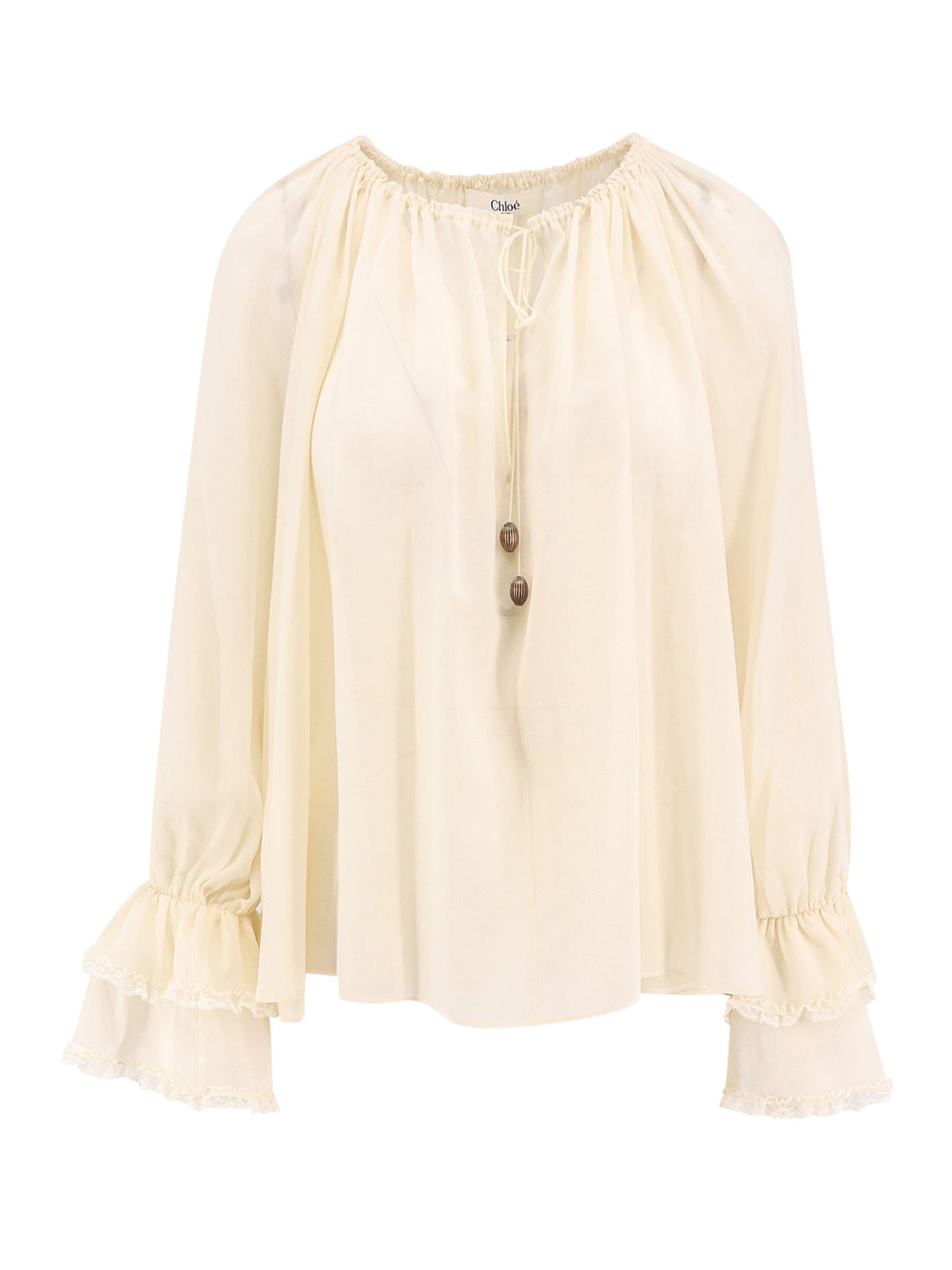 Silk shirt with lace details