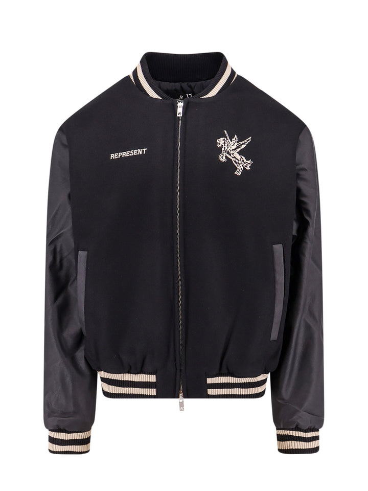 Wool blend jacket with embroidered Mascot