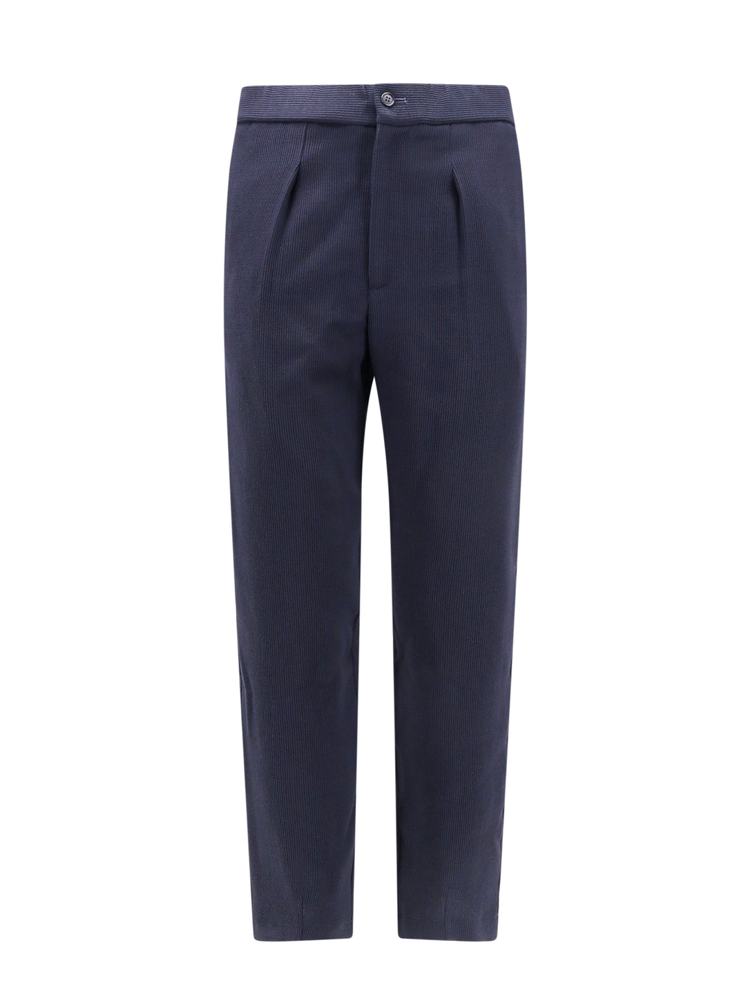 Virgin wool and viscose ribbed trouser