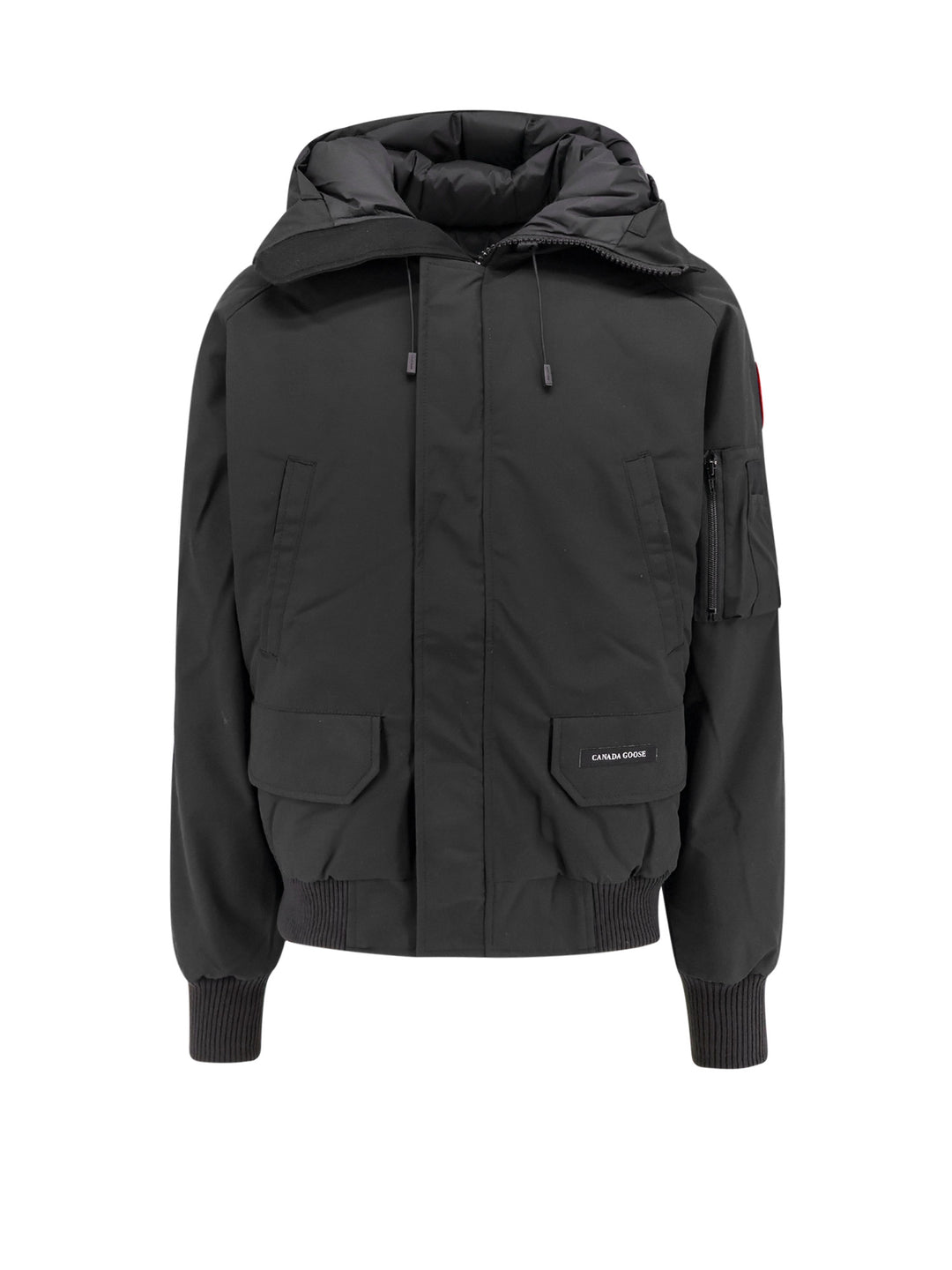 Padded jacket with hood and ribbed profiles