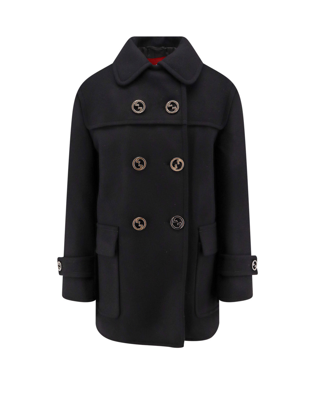 Wool coat with Interlocking GG buttons