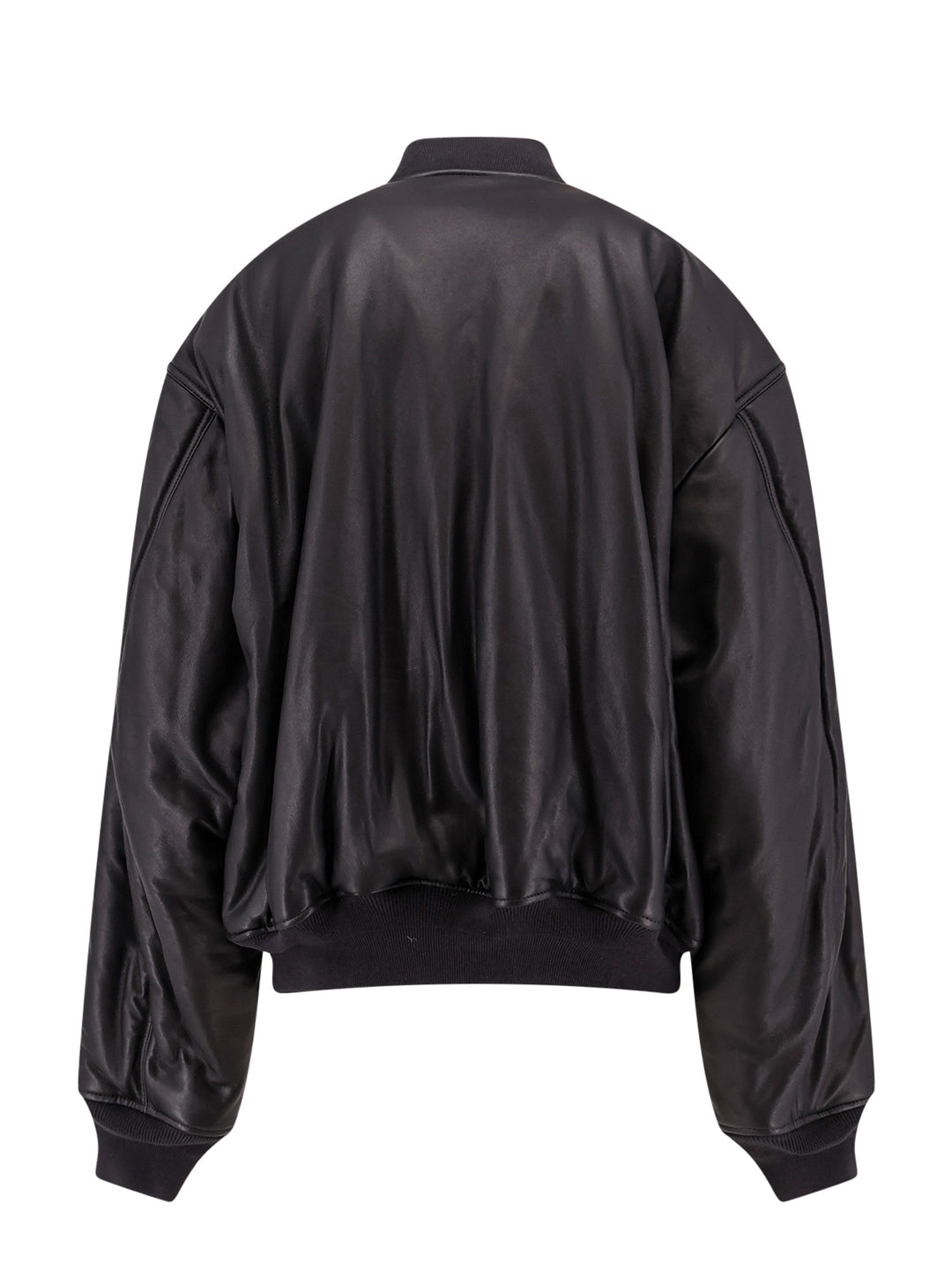 Leather jacket with cargo pocket detail on the sleeve