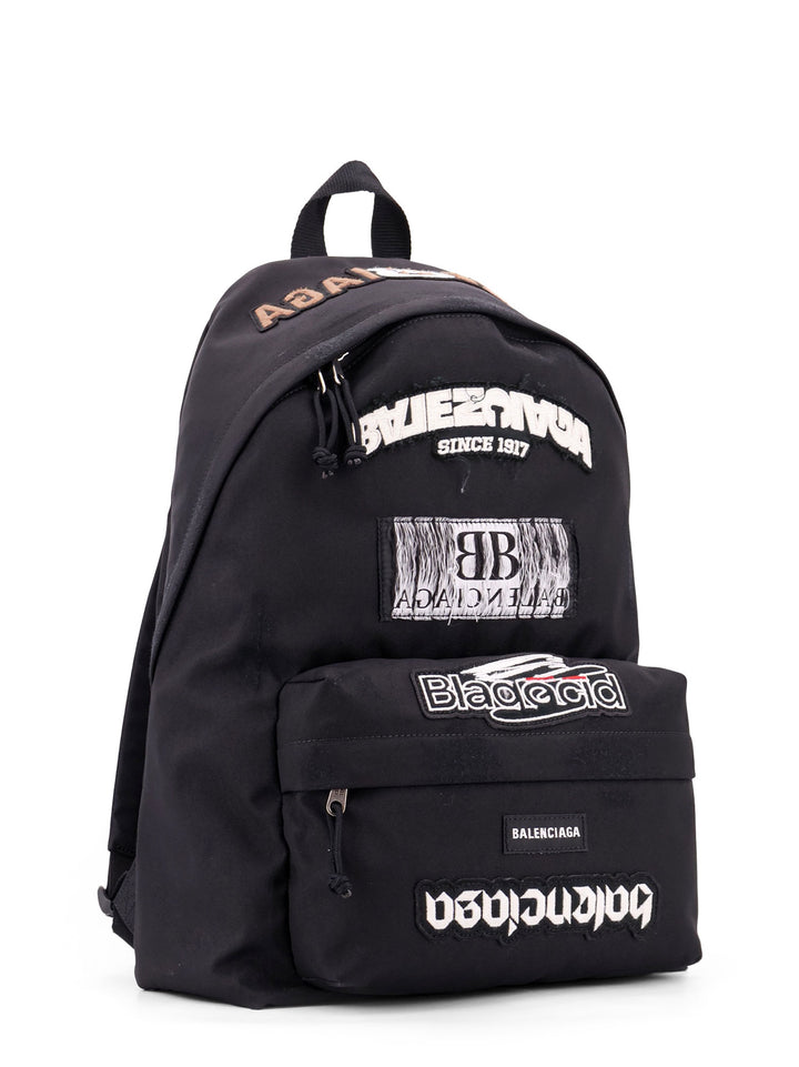 Used effect nylon backpack with printed logo on the front