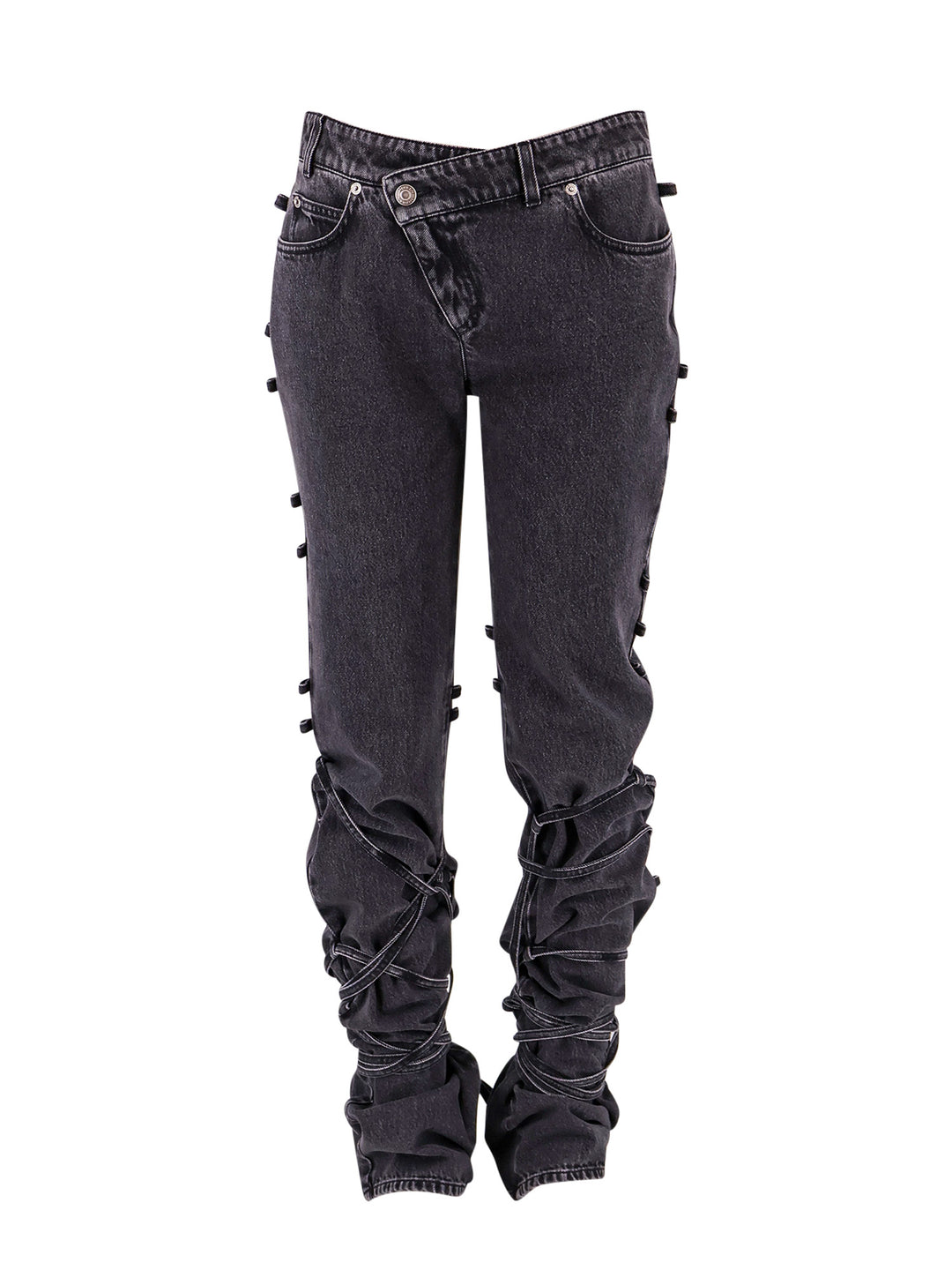 Black denim trouser with knot details