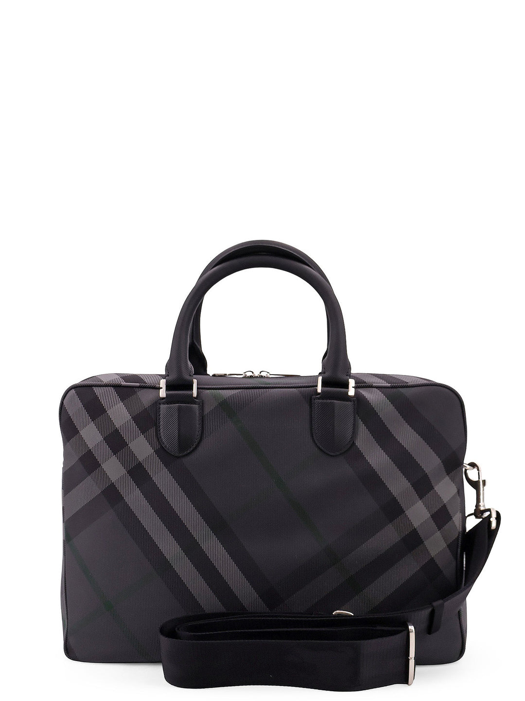 Nylon Check Briefcase with Equestrian Knight Design lining