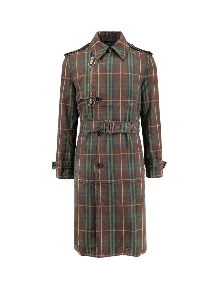 Cotton trench with Check motif