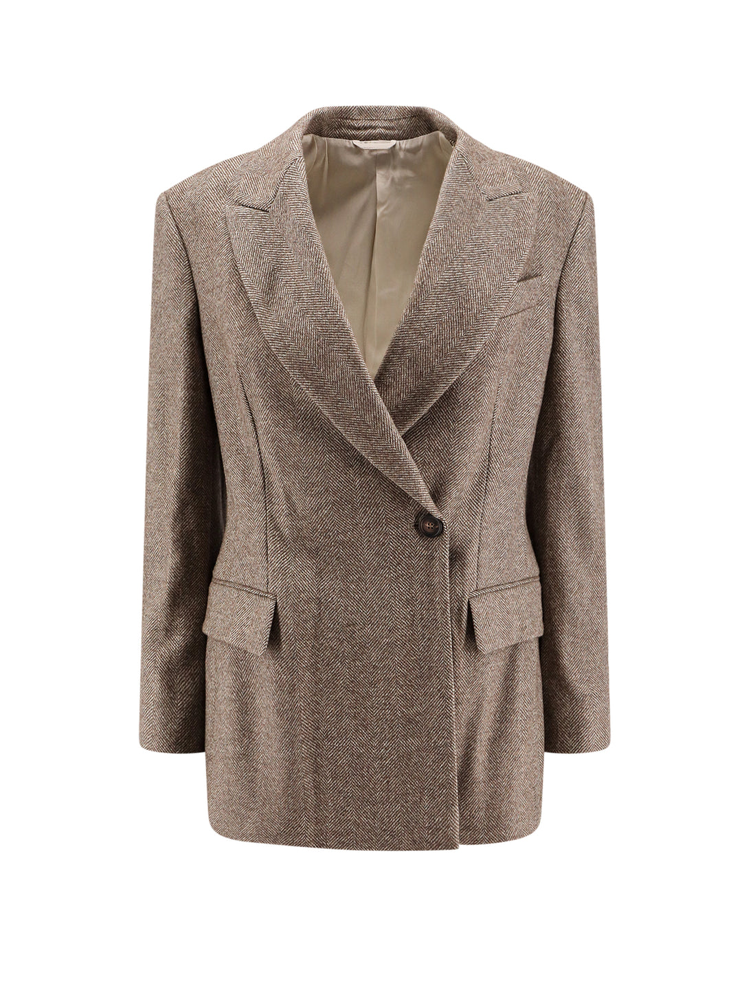 Herringbone wool blend blazer