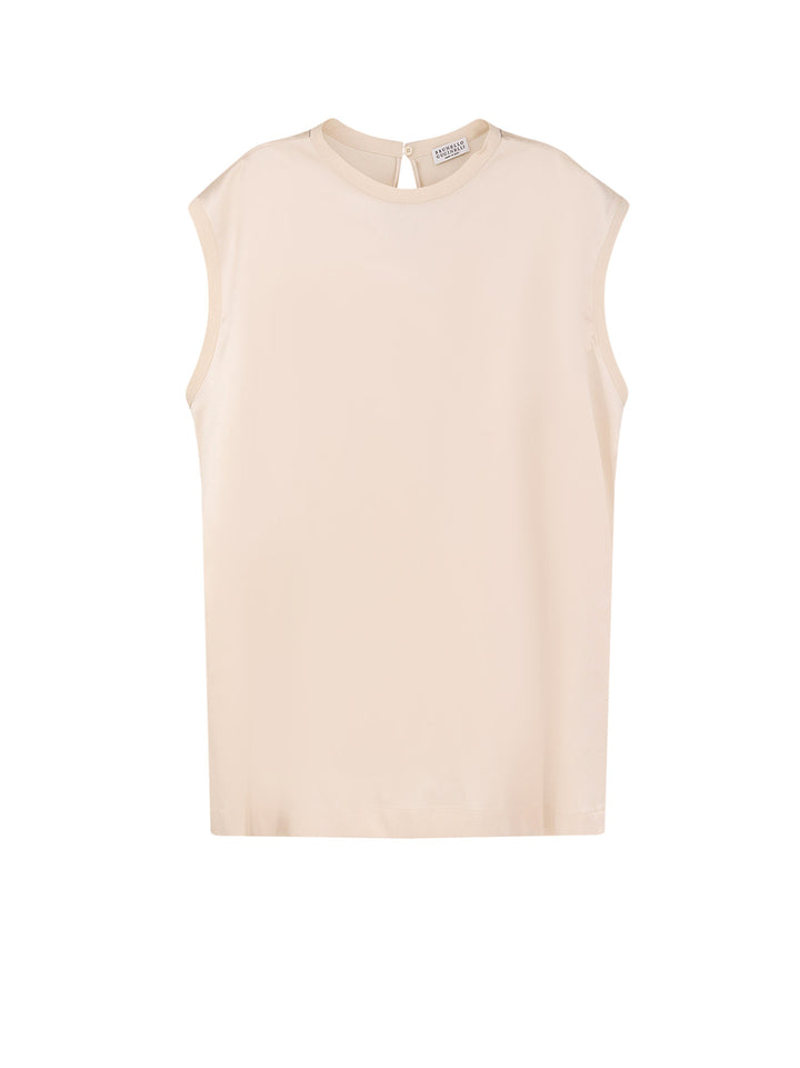 Stretch silk top with Monili detail