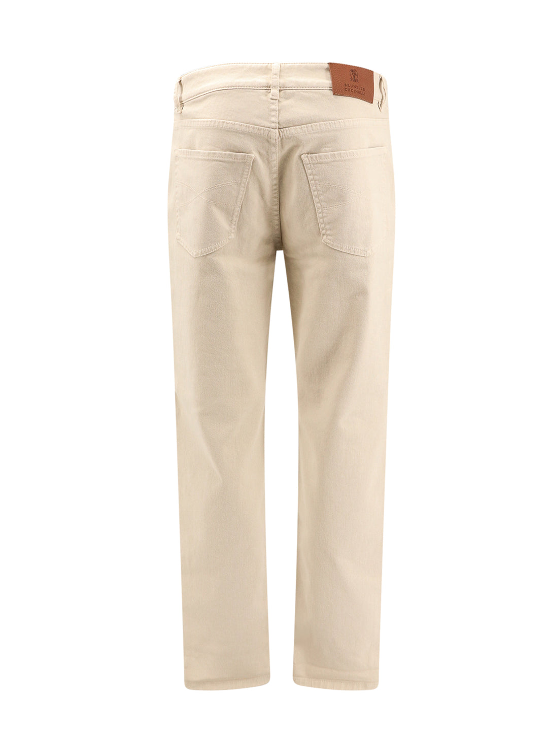 Stretch cotton trouser with back logo patch