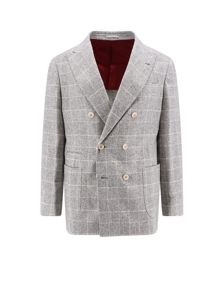 Prince of Wales check  silk, wool and cashmere blazer