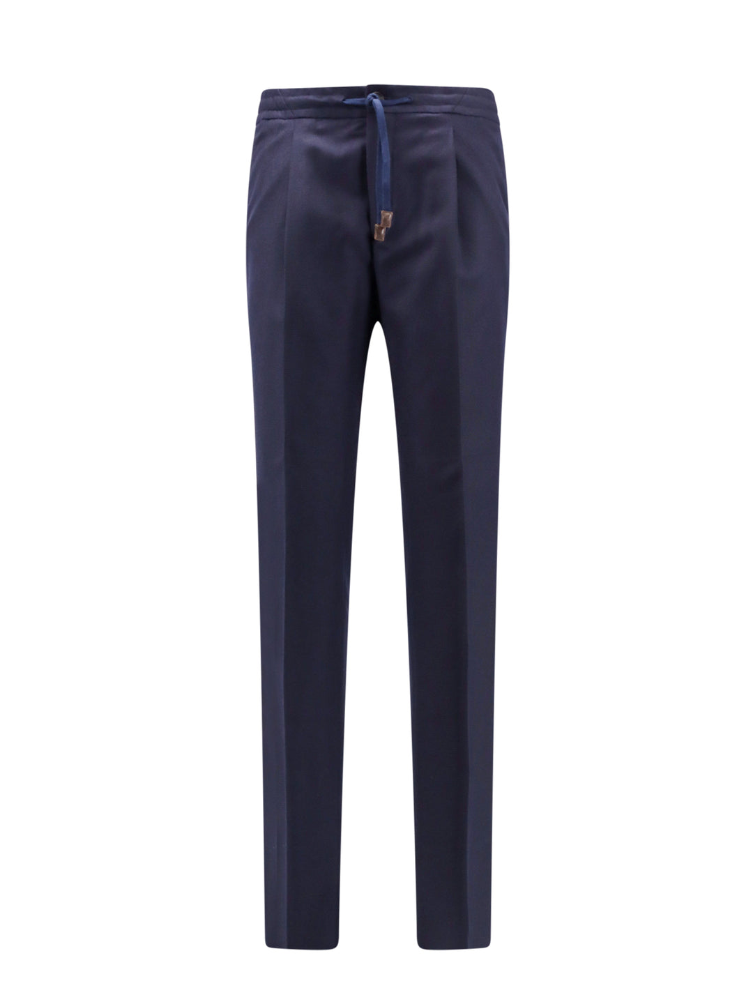 Virgin wool trouser with stretch band at waist