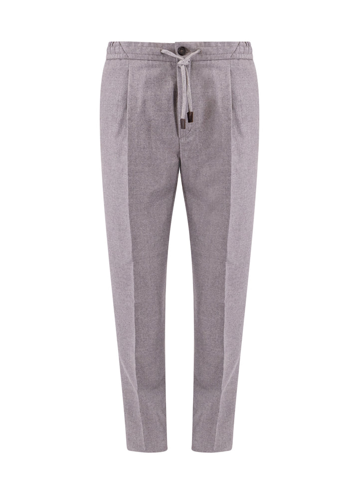 Virgin wool trouser with stretch band at waist