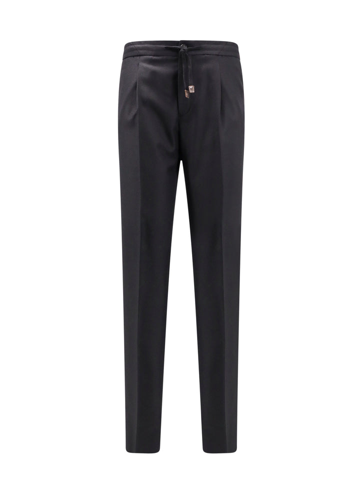 Virgin wool trouser with stretch band at waist