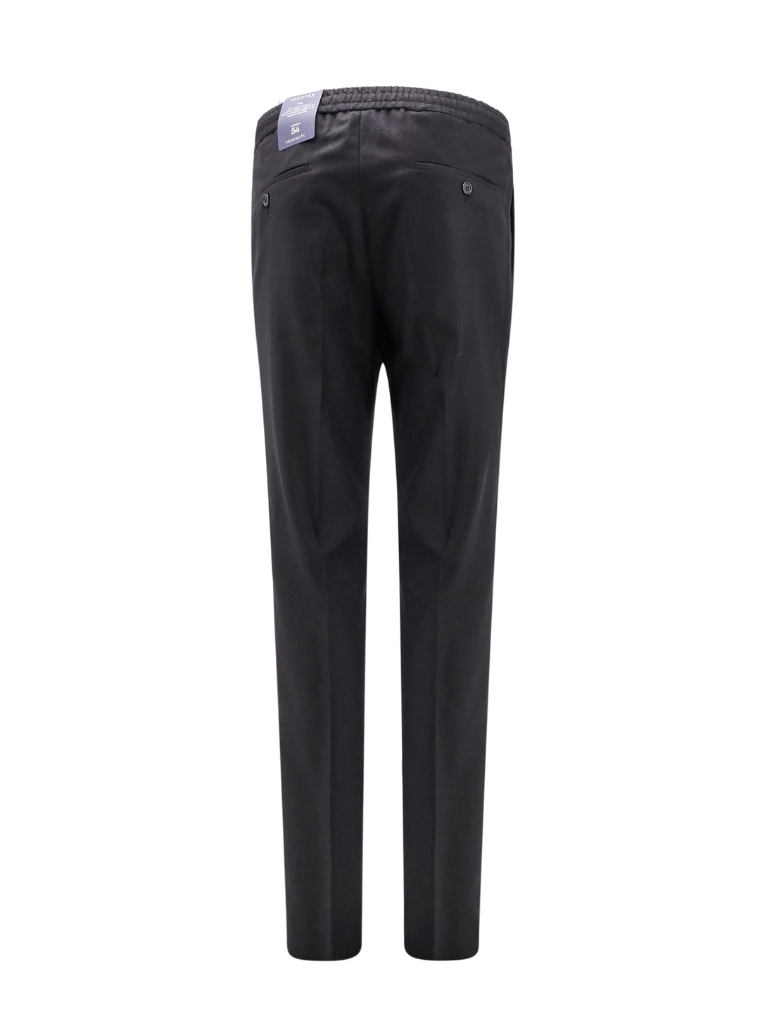 Virgin wool trouser with stretch band at waist