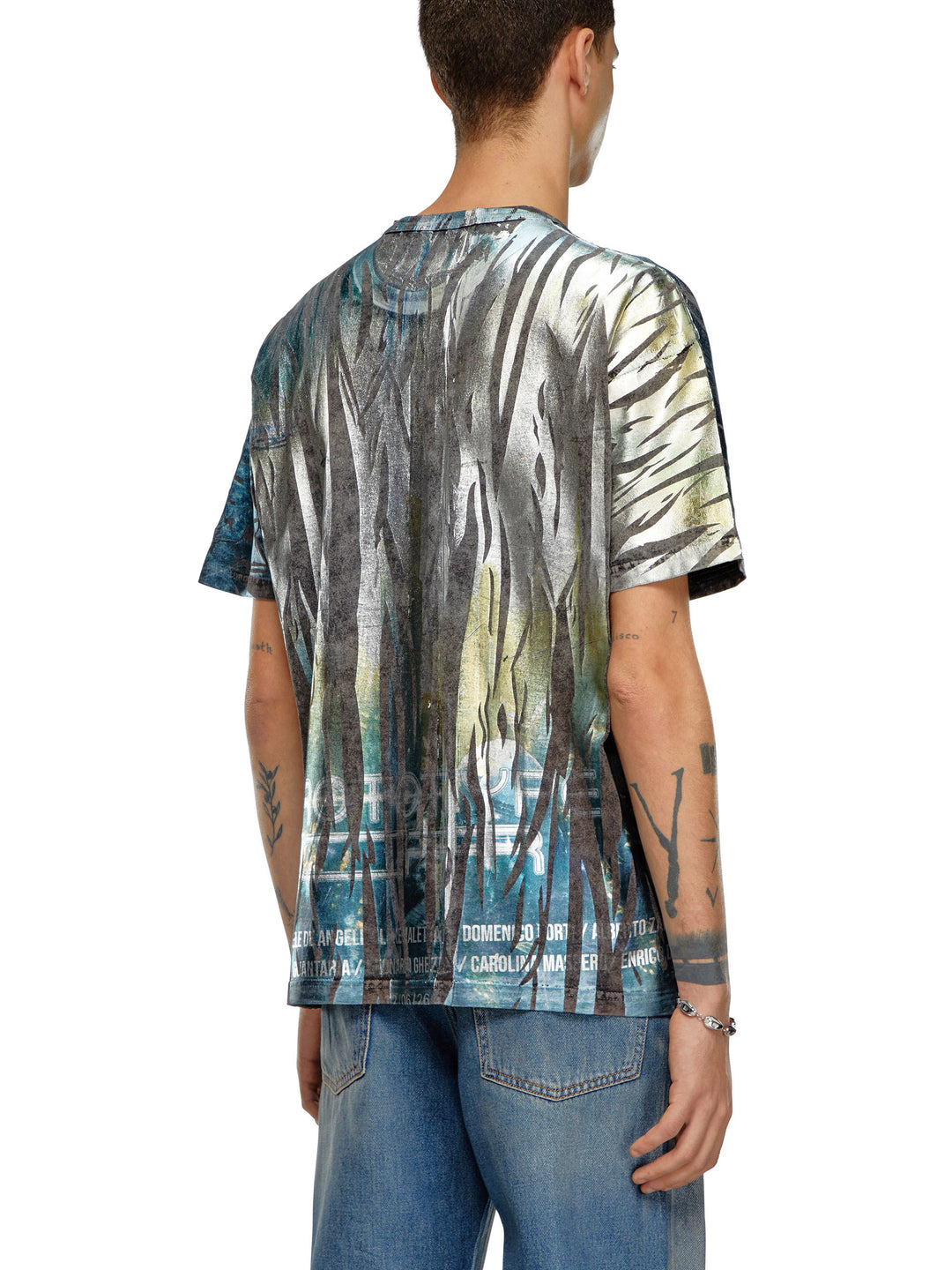 Cotton t-shirt with metallized print