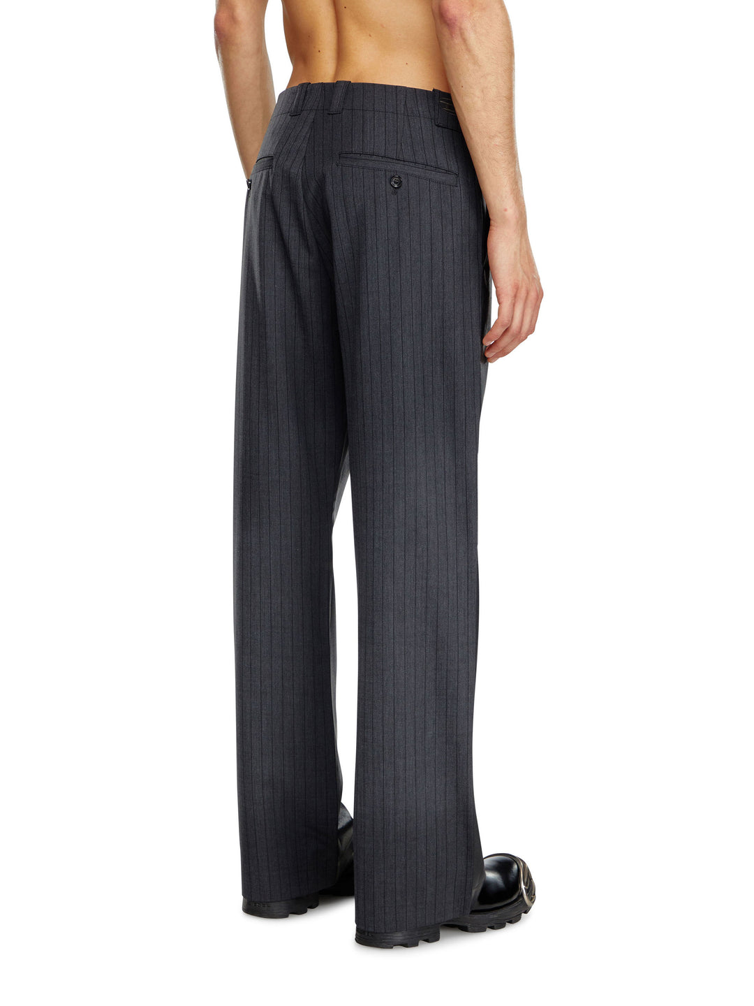 Virgin wool blend trouser with striped motif