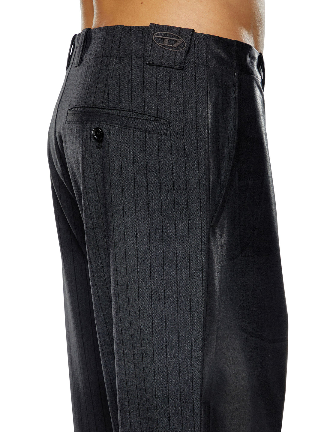 Virgin wool blend trouser with striped motif