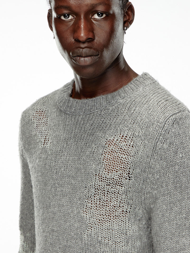 Wool blend sweater with mesh details