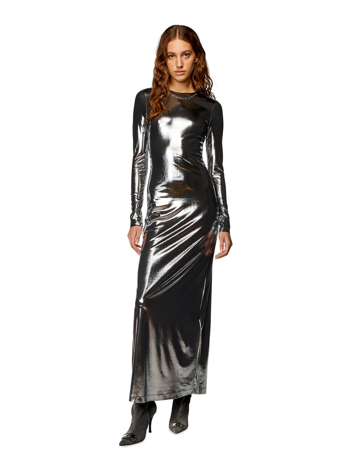 Stretch jersey dress with metallized effect