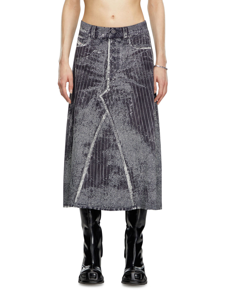 Viscose skirt with trompe l'oeil print