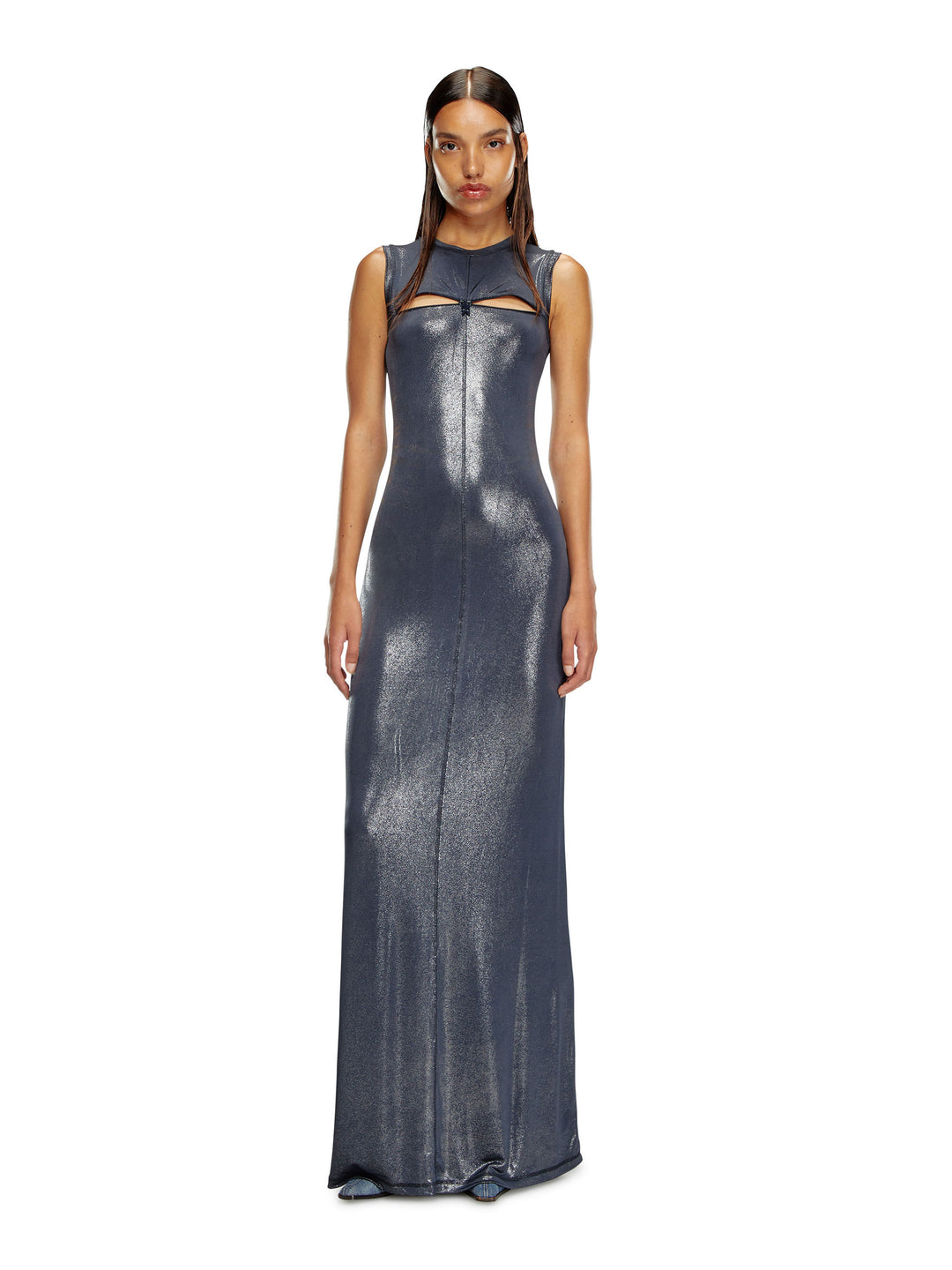 Stretch jersey dress with metallized effect