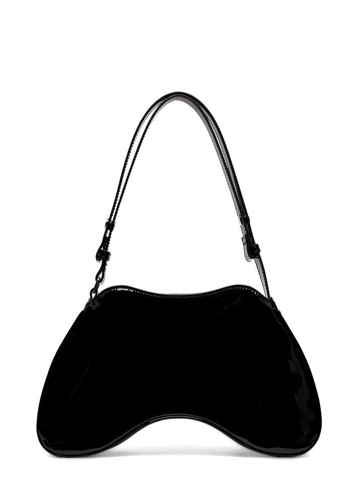 Recycled material shoulder bag with frontal Oval-D logo