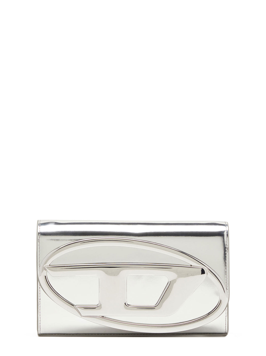 Mirrored leather shoulder bag with metal Oval-D logo