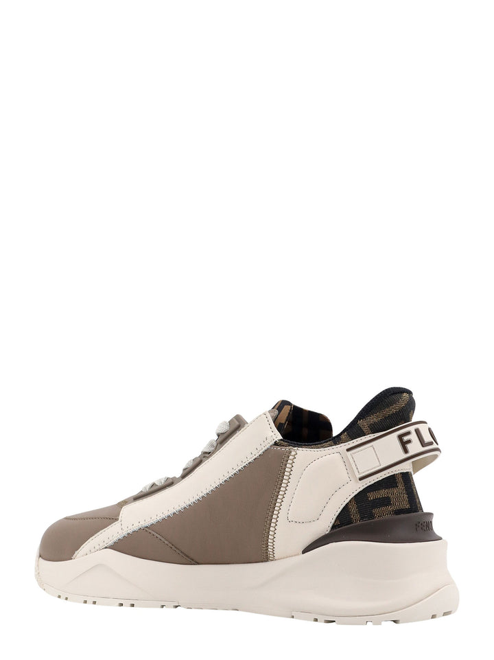 Leather and FF fabric sneakers with zip detail