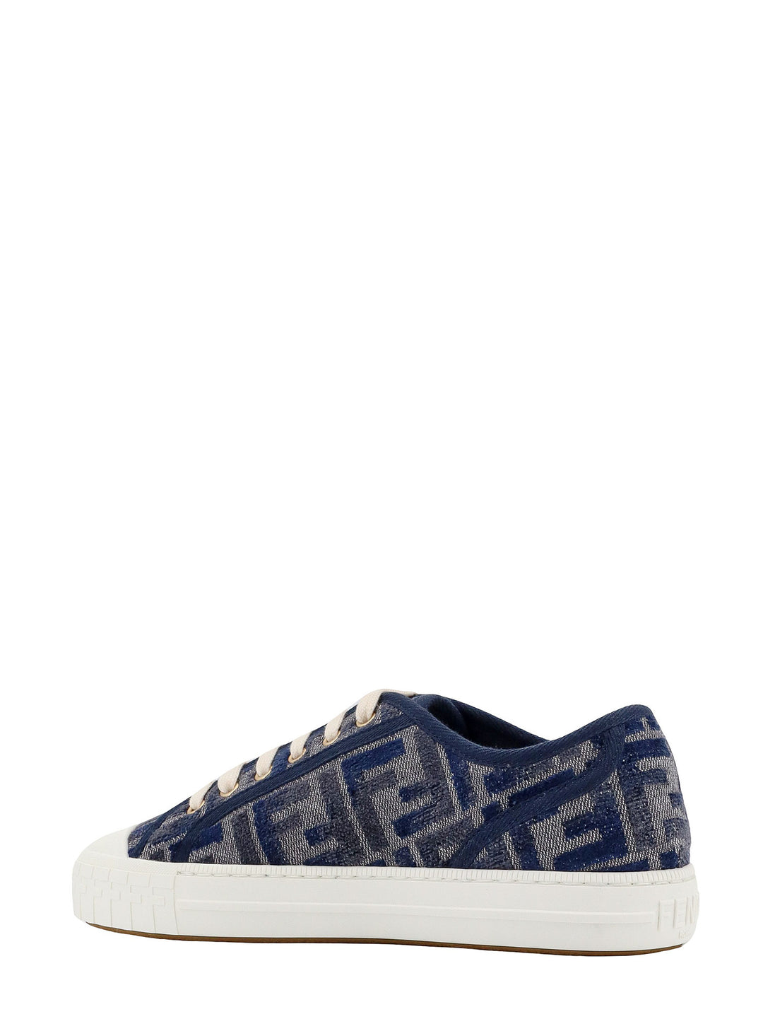 Denim sneakers with chenille FF motif