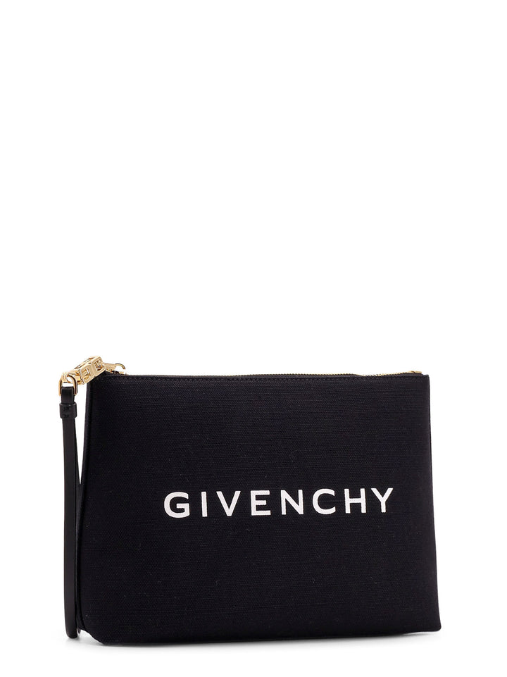 Canvas clutch with printed logo on the front