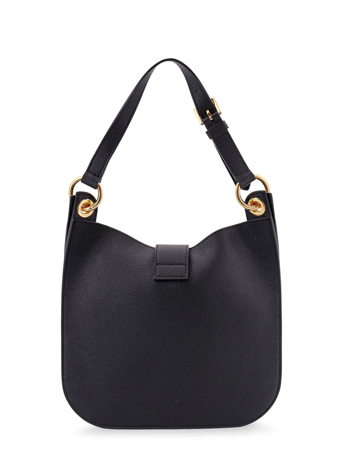 Tara leather shoulder bag with front metal logo